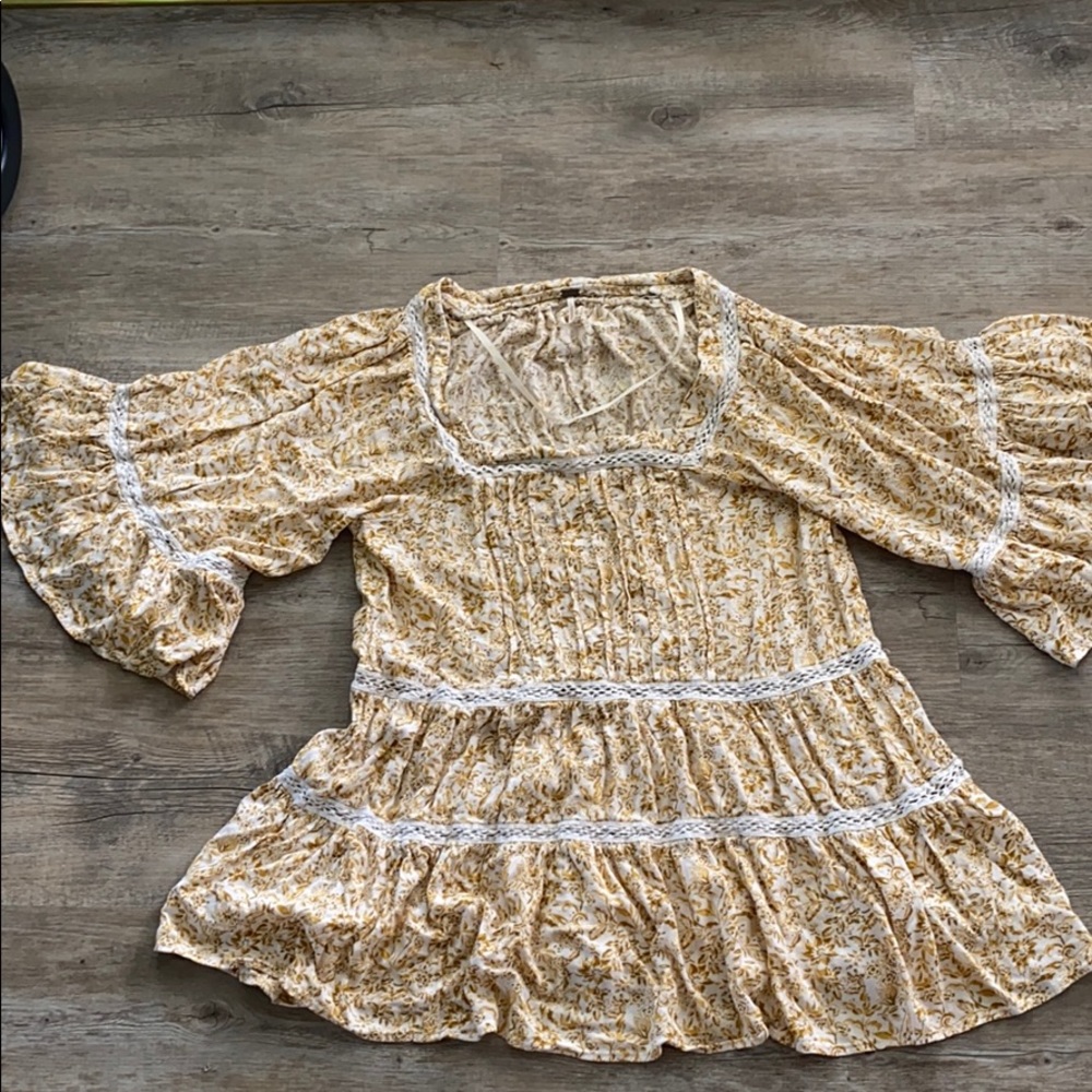 Yellow floral baby doll dress